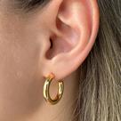 Brinco Argola Média Tubo Lisa Banhado em Ouro 18k Brinco Argola Média Tubo Lisa Banhado em Ouro 18k
