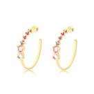 Brinco Argola Multicolor com Zircônias Folheado a Ouro