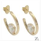 Brinco Argola Oval com Zircônia Gota