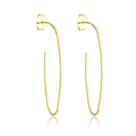 Brinco Argola Oval Fina Lisa Banhado a Ouro 18k