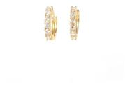 Brinco Argola Pedra Zirconia Dourado F. Ouro 18k 12 Mm