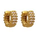 Brinco Argola Pequeno com Duas Fileiras Cravejadas com Zircônias Transparentes Folheado em Ouro 18K Softjoias