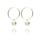 Brinco Argola Pingente Coração Zirconia Pequeno Prata 925