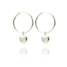 Brinco Argola Pingente Coração Zirconia Pequeno Prata 925