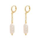 Brinco Argola Pingente Elos E Perola Folheado A Ouro 18k
