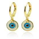 Brinco Argola Pingente Olho Grego Folheado Ouro 18K