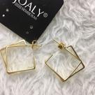 Brinco argola quadrada 18 mm, peça delicada, banho ouro 18k.