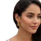 Brinco Argola Quadrada Dourada Banhado a Ouro 18K Festa Luxo -