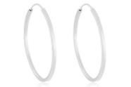 Brinco Argola Redonda 6,5cm Em Prata 925 Fio Quadrado