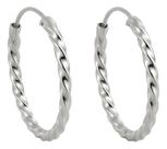 Brinco Argola Redonda Fio Torcido 1,5cm Em Prata 925