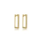 Brinco argola retangular cravejada grande 20mm - Banhado em ouro 18k