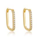 Brinco Argola Retangular Cravejado Garimpo Semijoia Folheada a Ouro 18k Lançamento