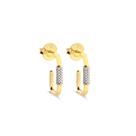 Brinco Argola Retangular Detalhe Cravejado Folheado A Ouro Brinco Argola Retangular Detalhe Cravejado Folheado A Ouro