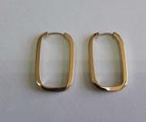Brinco Argola Retangular Em Ouro 18k Fio Quadrado MÃdio Brinco Argola Retangular Em Ouro 18k Fio Quadrado MÃdio