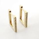 Brinco Argola Retangular Grande Cravejado com Zircônia Banhado em Ouro 18K