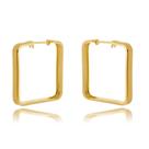 Brinco argola retangular lisa banhado a ouro 18K