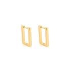 Brinco argola retangular lisa grande 19mm - Banhado em ouro 18k