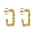 Brinco Argola Trançada Texturada Quadrada Banhado a Ouro 18k
