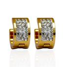 Brinco Argola Três Fileiras Com Zircônia Aço Inoxidável Dourado