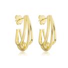 Brinco Argola Tres Fios Banhado a Ouro 18k