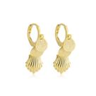 Brinco Argolinha 3 Conchas Mar Banhado a Ouro 18k