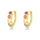 Brinco Argolinha Click Grande Multicolor Folheado A Ouro