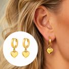 Brinco Argolinha Coração Liso Dourado Aço Inoxidável 316L