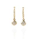 Brinco argolinha cristal pendurado banhado a ouro 18k