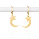 Brinco argolinha estrela e lua (luz/love)