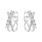 Brinco Argolinha Garra Zircônia Cristal Banhado a Prata 925