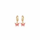 Brinco Argolinha Infantil Borboleta Rosa Bebê Folheado Ouro 18k Antialérgico