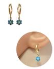 Brinco Argolinha Infantil Florzinha Azul Folheado Ouro 18k Brinco Argolinha Infantil Florzinha Azul Folheado Ouro 18k