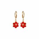 Brinco Argolinha Margarida Resinada Folheado Ouro 18k