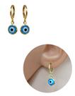 Brinco Argolinha Olho Grego Azul Claro Folheado Ouro 18K
