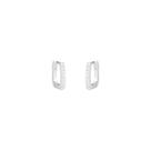 Brinco argolinha retangular cravejado 15mm - Banhado em prata 925 Brinco argolinha retangular cravejado 15mm - Banhado em prata 925