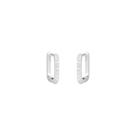 Brinco argolinha retangular cravejado 17mm - Banhado em prata 925 Brinco argolinha retangular cravejado 17mm - Banhado em prata 925