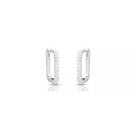 Brinco argolinha retangular cravejado 20mm - Banhado em prata 925