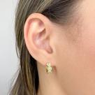 Brinco Argolinha Três Corações Cravejados Banhado em Ouro 18k