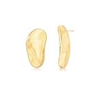 Brinco Assimétrico Oval Liso Banhado a Ouro - 5,2 cm x 1,5 cm