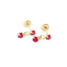 Brinco Baby 2 Pedras 3mm Folheado a Ouro - Ideal para Bebês e Crianças