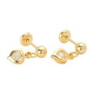 Brinco Baby Bolinha com Pedra de 3mm Folheado a Ouro - Várias Cores