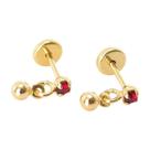 Brinco Baby Bolinha e Pedra 2mm Folheado a Ouro - Ideal para Bebês e Crianças