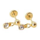 Brinco Baby Bolinha e Pedra 3mm Folheado a Ouro para Bebês e Crianças