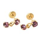 Brinco Baby com Pedra 3mm Folheado a Ouro - Várias Cores Brinco Baby com Pedra 3mm Folheado a Ouro - Várias Cores