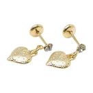 Brinco Baby Coração Craquelado com Pedra 2,5mm Folheado a Ouro - Ideal para Bebês e Crianças