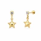 Brinco Baby Estrela com Pedra Folheada a Ouro - Ideal para Bebês e Crianças