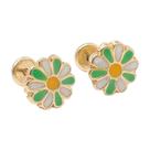 Brinco Baby Flor em Resina Folheado a Ouro - Várias Cores
