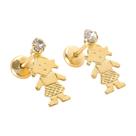 Brinco Baby Menina com Pedra 2,5mm Folheado a Ouro de Alta Qualidade