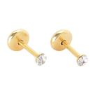 Brinco Baby Solitário com Pedra 2,0mm Folheado a Ouro