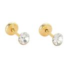 Brinco Baby Solitário com Pedra 3,5mm Folheado a Ouro de Alta Qualidade